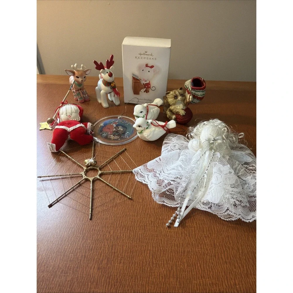 Vtg Christmas Ornament Lot: Avon Kurt‎ S Adler, Enesco, Fitz & Flloyd, Hallmark